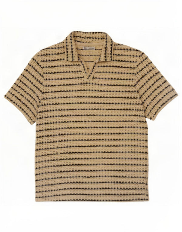 Zara Hombre Polo Transparente De Algodón A Rayas Amarillo Medio