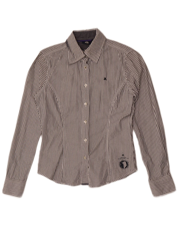 Gaastra Camisa para mujer UK 10 Small Gris Tela a rayas Algodón