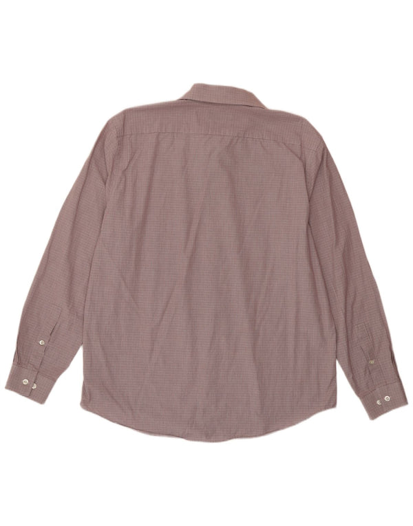 Michael Kors Camisa ajustada para hombre talla 16 1/2 algodón a cuadros granate grande
