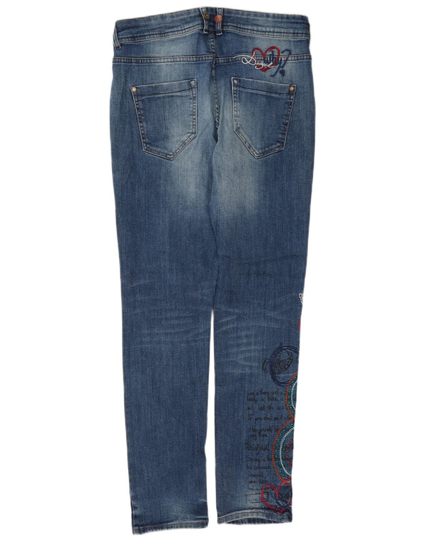 Vaqueros Desigual Graphic Slim W28 L31 Algodón Floral Azul |