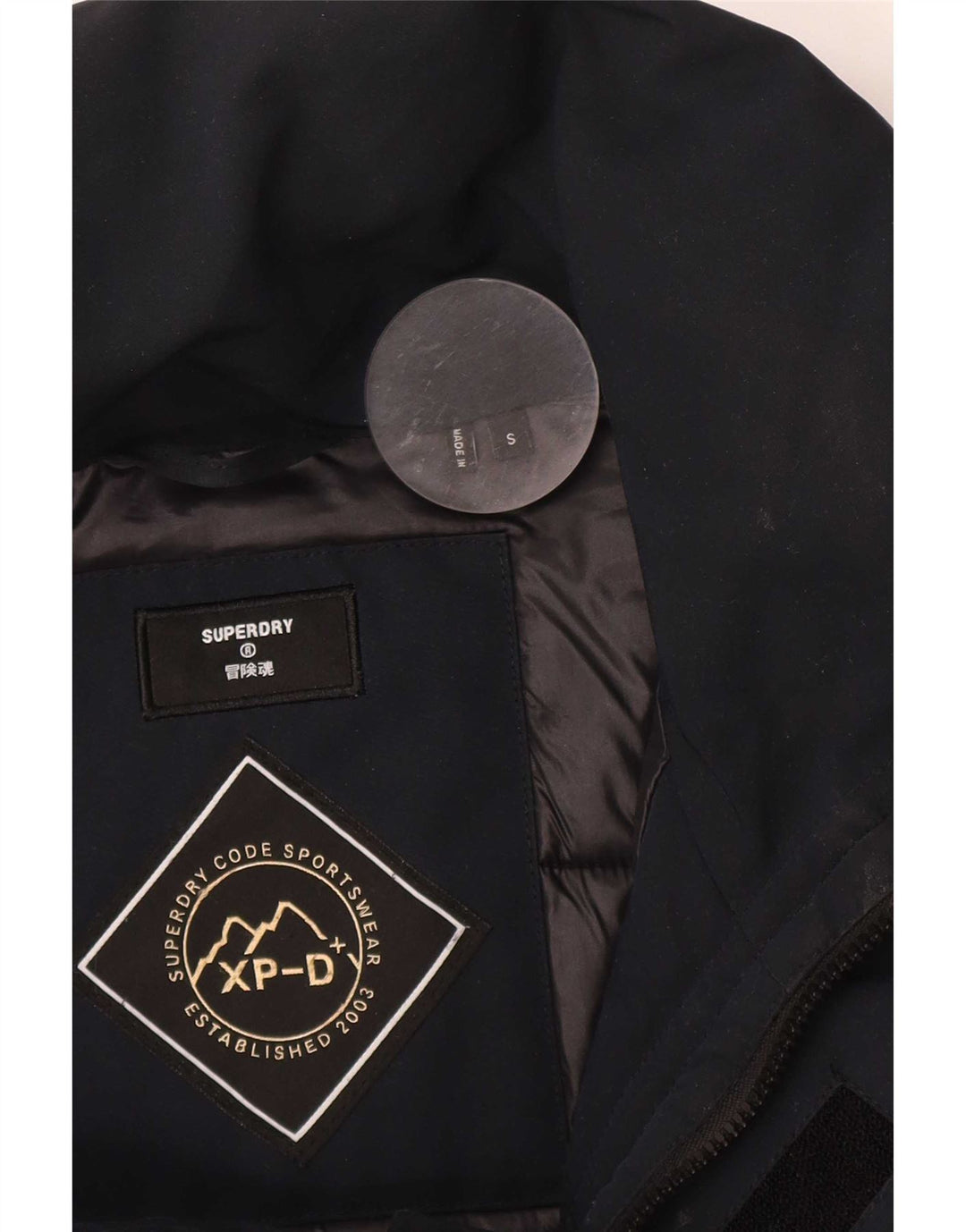 Superdry Abrigo cortavientos para hombre UK 36 Small Azul marino