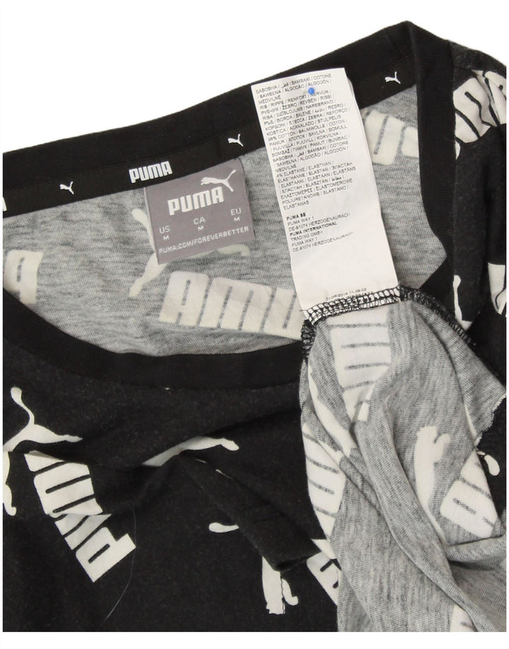 PUMA Camiseta gráfica para hombre Top mediano de algodón negro