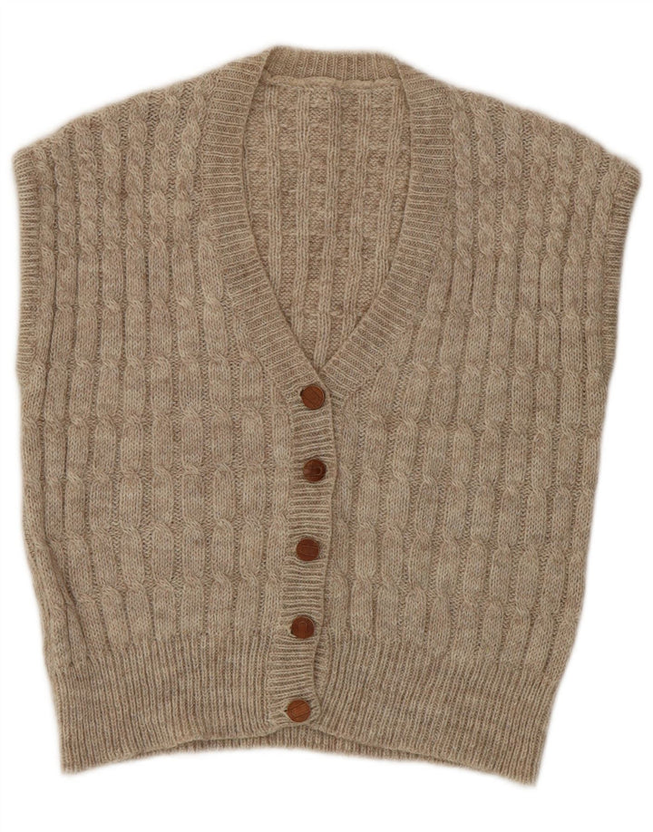 Vintage mujer Cardigan suéter Reino Unido 14 Medio Beige