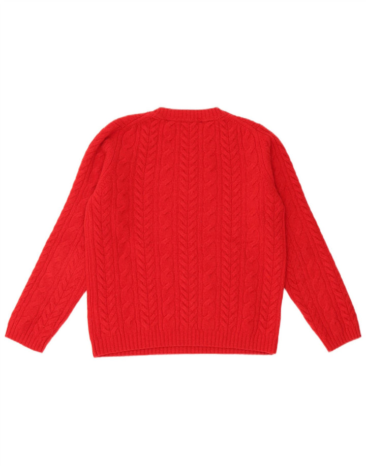 Tommy Hilfiger Suéter de cuello redondo para mujer UK 12 Lana roja mediana