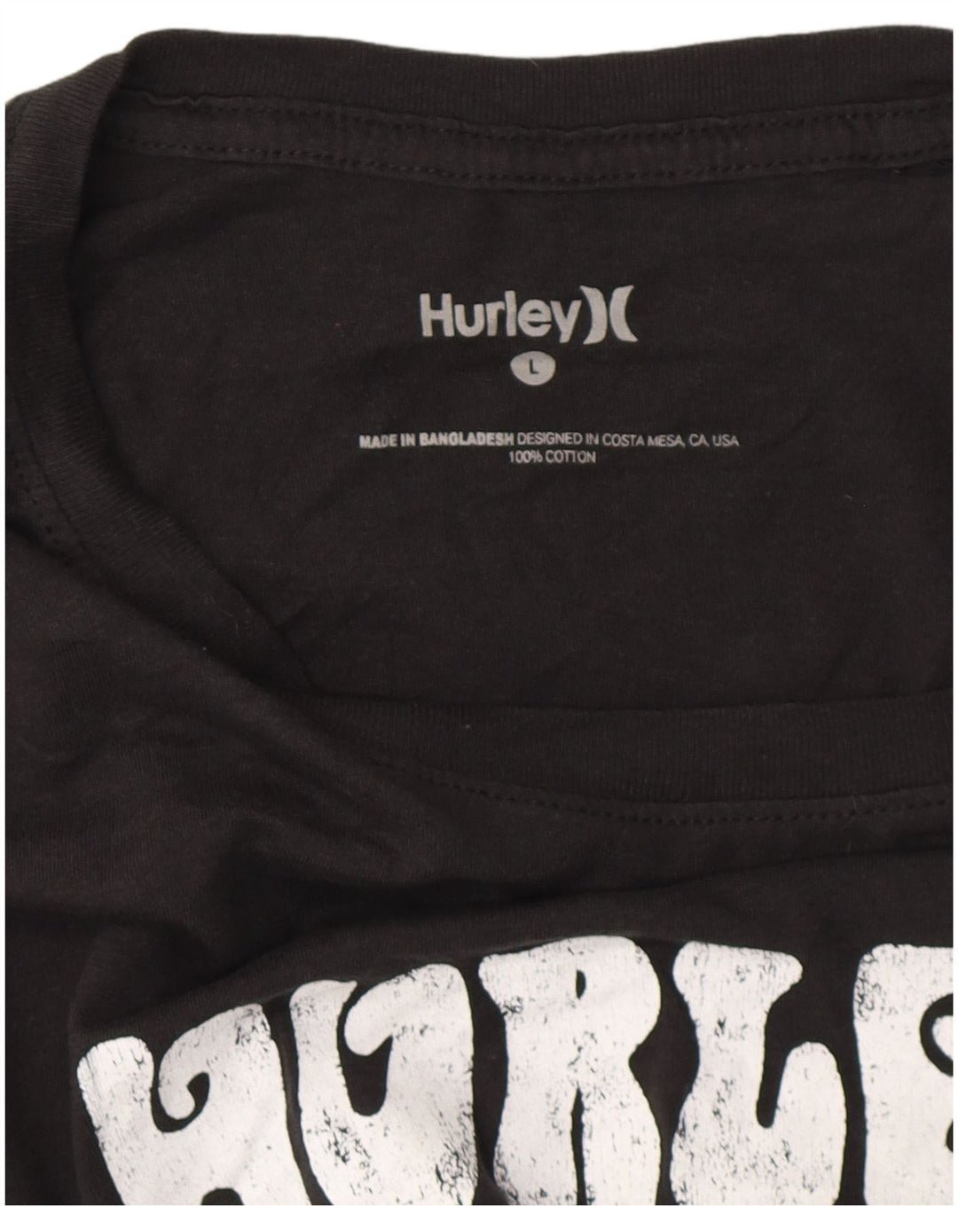 HURLEY Camiseta gráfica para hombre Top grande de algodón negro