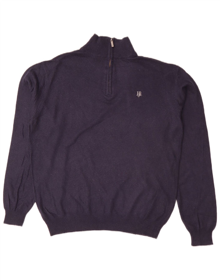 Harmont & Blaine - Jersey para hombre con cuello y cremallera, talla grande, azul marino