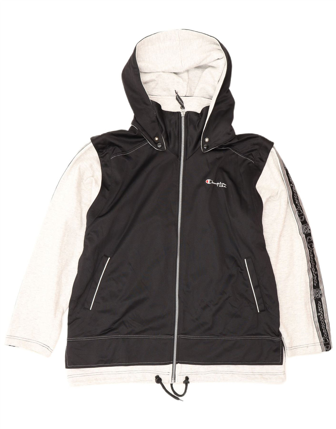 Champion Chaqueta De Chándal Con Capucha Y Estampado Gráfico Para Hombre Color Block En Negro Mediano