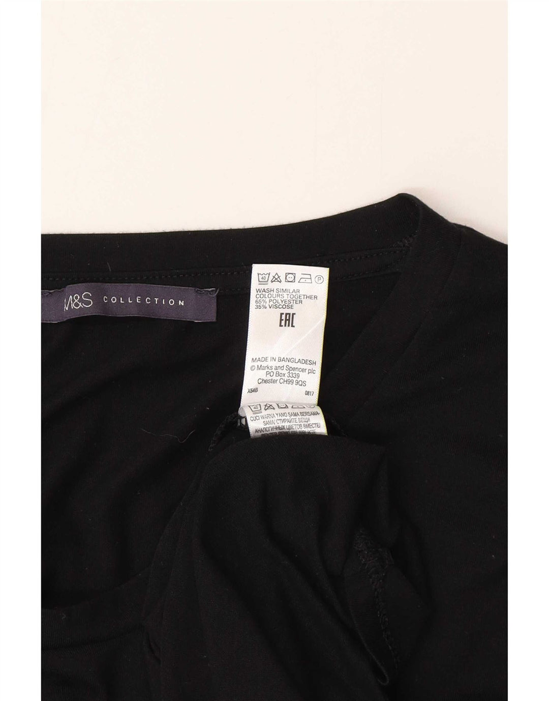 Marks & Spencer Top para mujer de manga larga UK 10 Small Poliéster negro