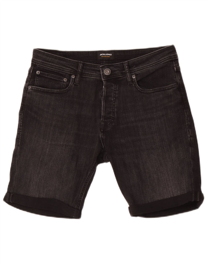 Jack & Jones Mens Shorts De Mezclilla Medio W32 Algodón Negro
