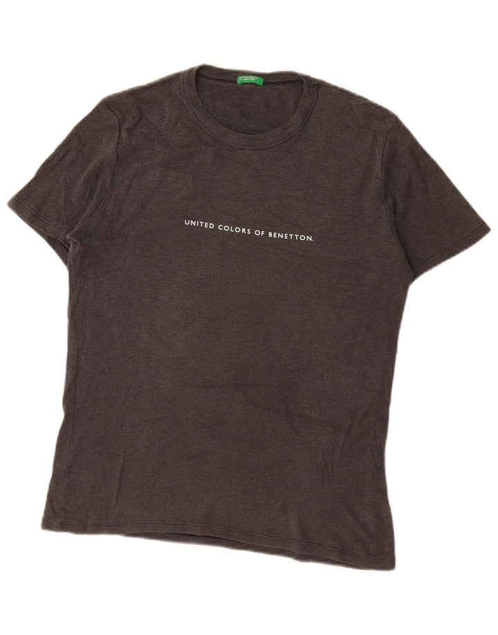 Benetton Camiseta Estampada para Mujer UK 46 Large Gris