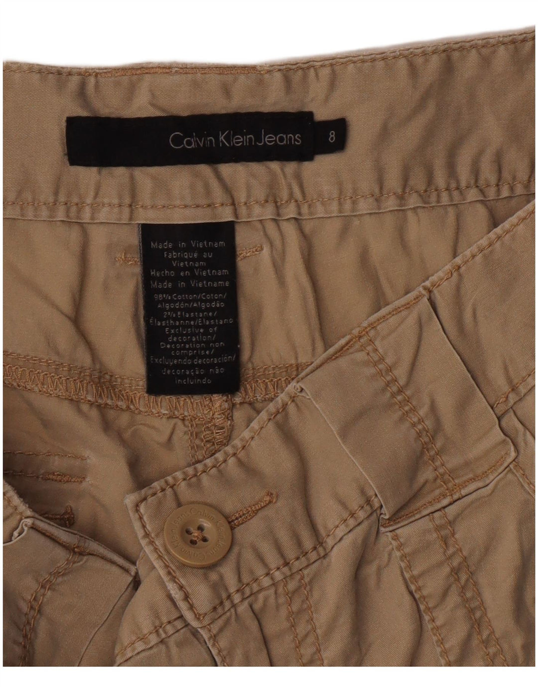 Calvin Klein Jeans Pantalones cortos casuales para mujer US 8 mediano W30 beige clásico