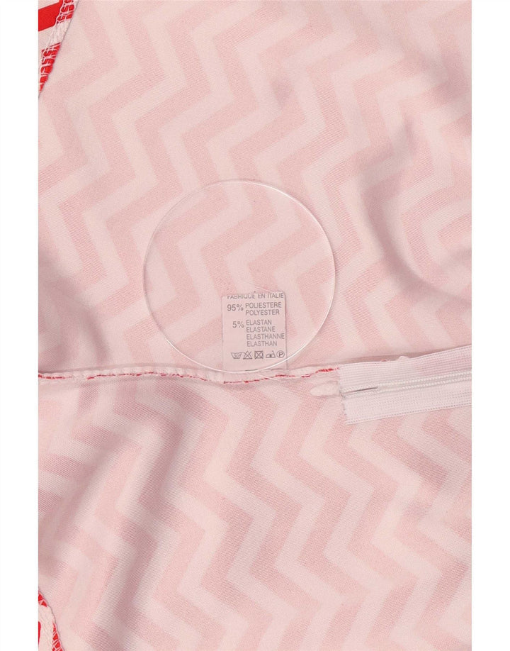 Vintage mujer Halter Playsuit Reino Unido 6 XS Rojo Chevron Poliéster