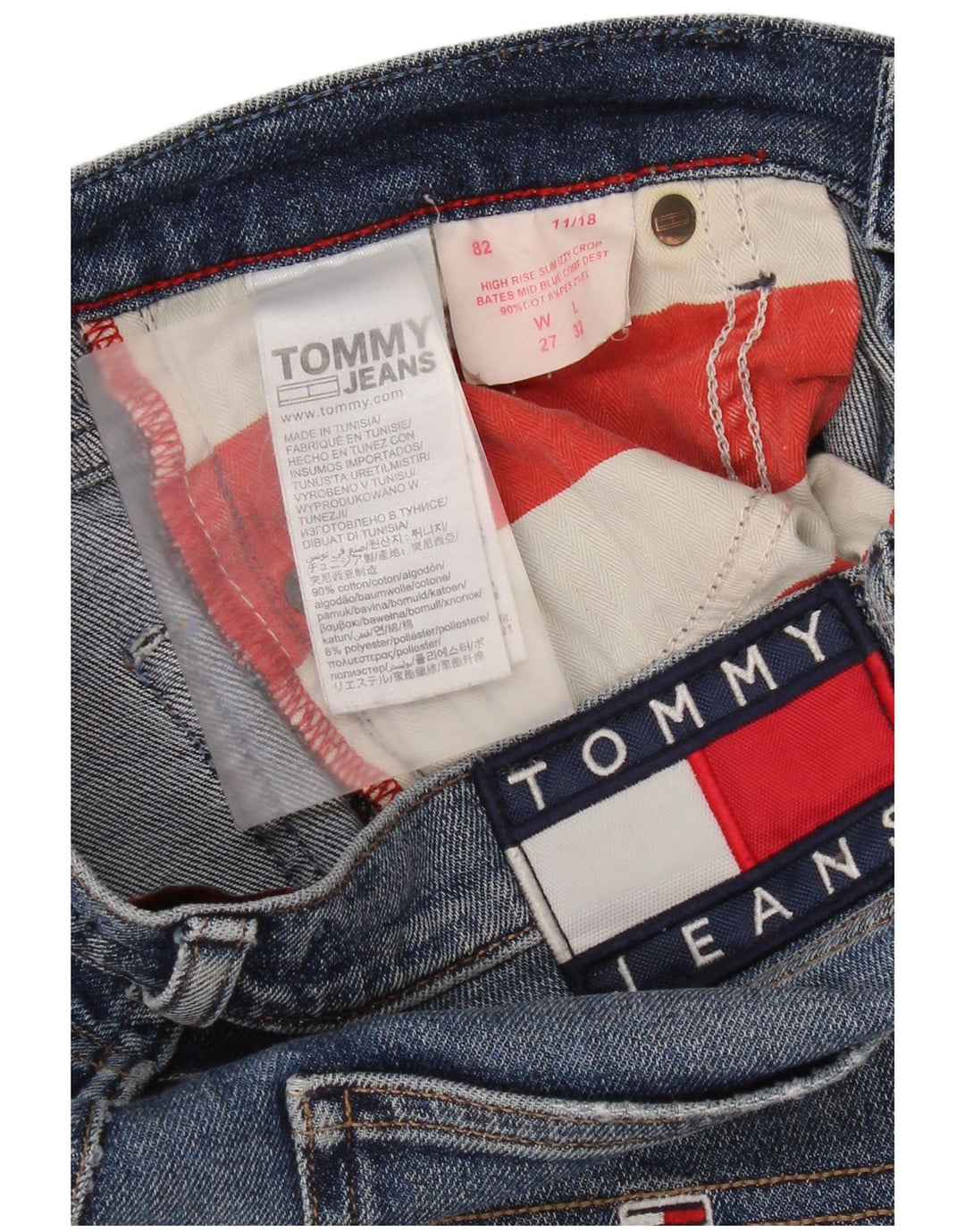 Tommy Hilfiger Vaqueros Cortos Desgastados De Cintura Alta para Mujer W27 L27 Azul