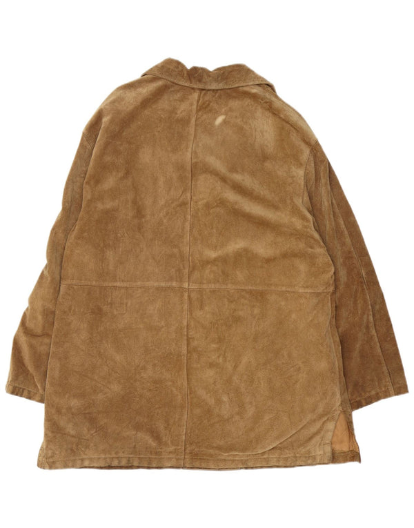 Vintage mujer suelta ajuste ante chaqueta Reino Unido 14 marrón medio