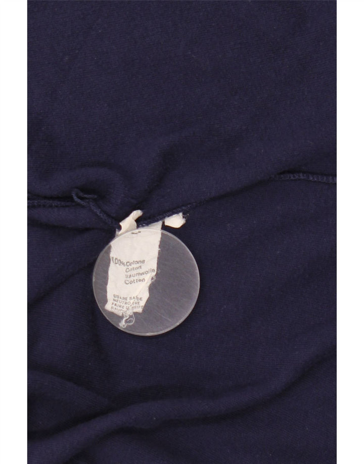 VINTAGE Mujer Chándal Top Chaqueta Reino Unido 16 Algodón Azul Marino Grande