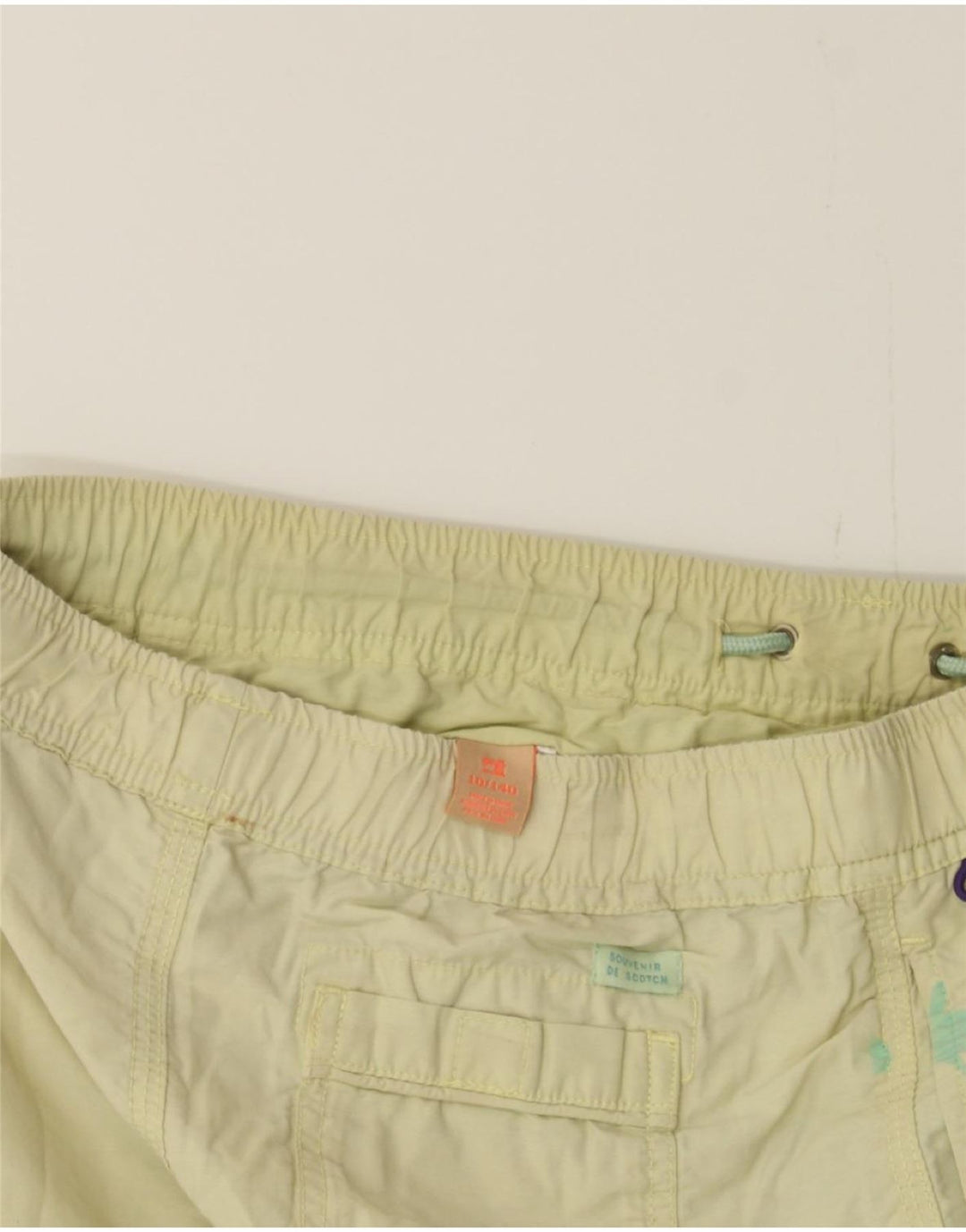 SCOTCH SHRUNK Boys Graphic Swimming Shorts 9-10 Years  Yellow Vintage Scotch Shrunk and Second-Hand Scotch Shrunk from Messina Hembry 