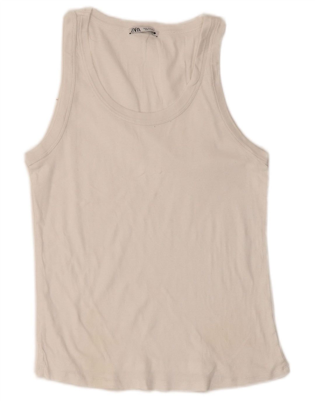 Zara Mujer Chaleco Top UK 12 Medium Blanco