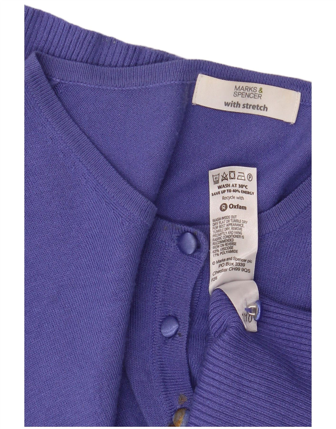 Marks & Spencer - Cárdigan corto para mujer, talla M, viscosa morada, Reino Unido 44