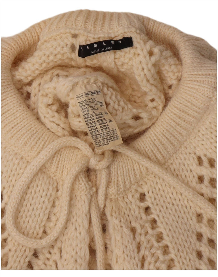 Sisley Poncho Jumper para Mujer Talla única Lana Blanco Roto
