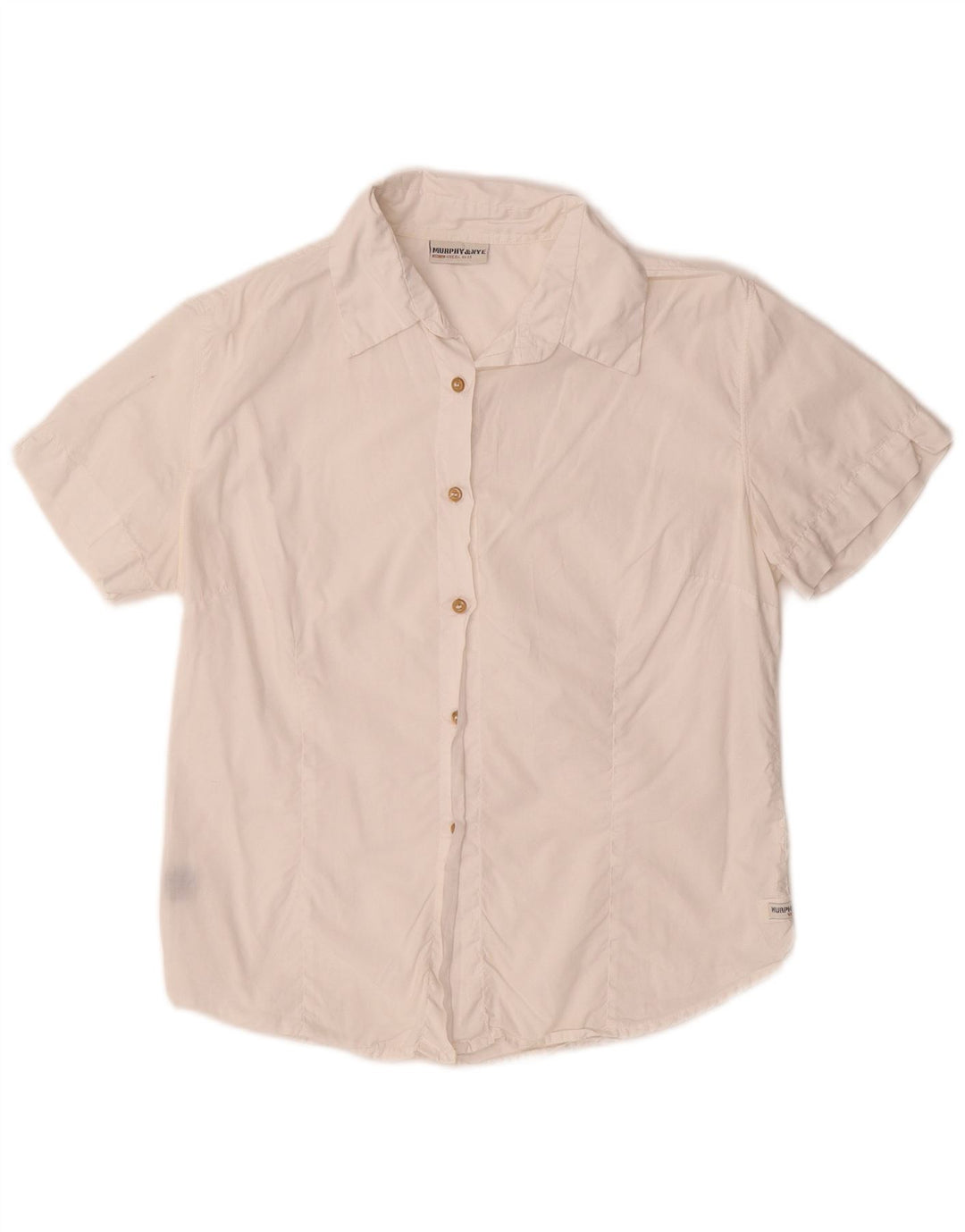 MURPHY & NYE Camisa de manga corta para mujer UK 44 Grande Algodón blanco