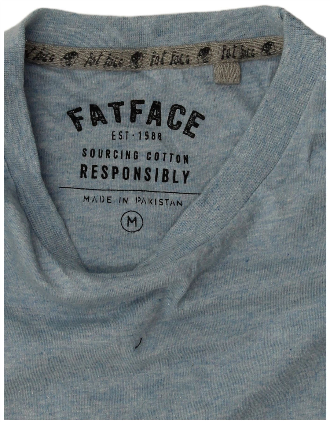 Camiseta para hombre Fat Face Top Azul Medio Algodón