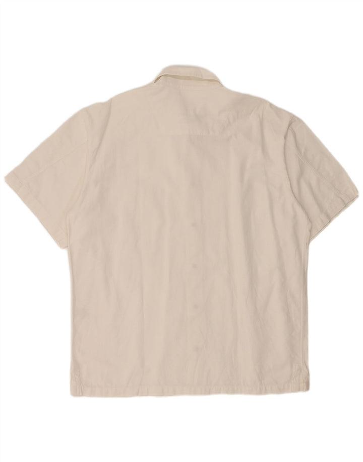Murphy & Nye Camisa de manga corta para hombre grande de algodón blanco