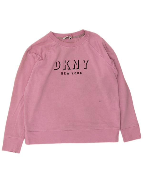 Dkny Mujer New York Graphic Sudadera Jumper UK 46 Grande Algodón Rosa