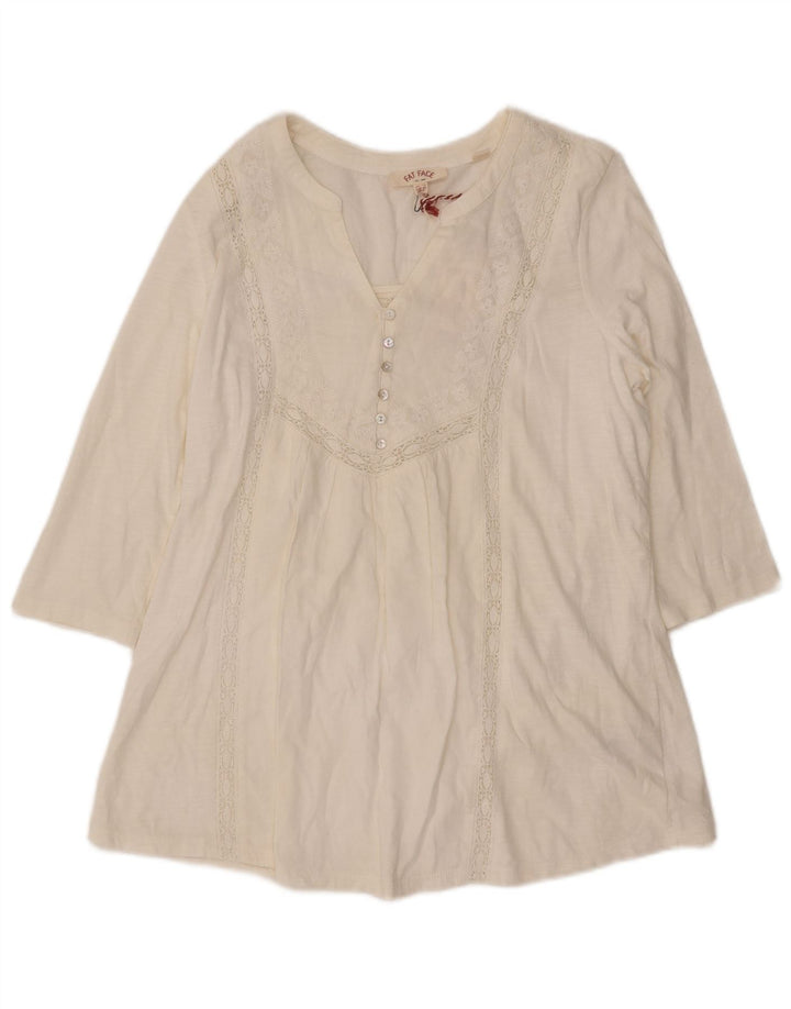 Blusa de manga 3/4 para mujer de Fat Face UK 40 Algodón blanco mediano