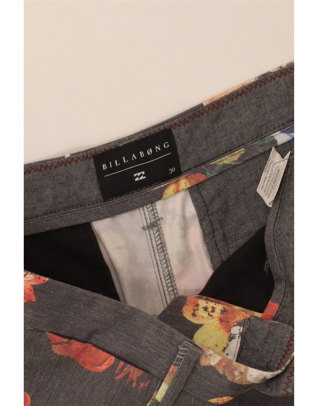 Pantalones cortos chinos Billabong para hombre W30 Poliéster floral gris medio