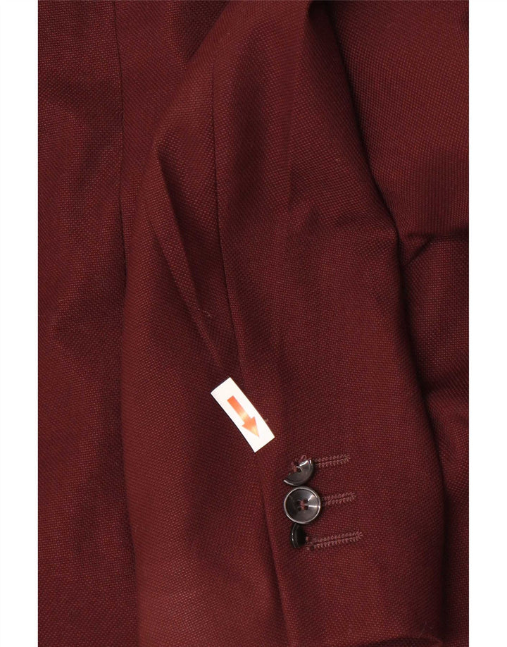 Zara Chaqueta Blazer De 1 Botón Para Hombre EU 54 XL Poliéster Burdeos