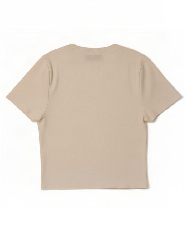 Zara Mujer Crop Camiseta Top UK 8 Small White Viscosa