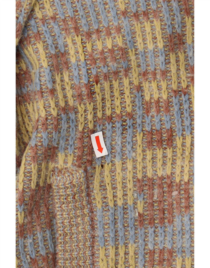 VINTAGE Suéter cárdigan para hombre XS Lana geométrica multicolor