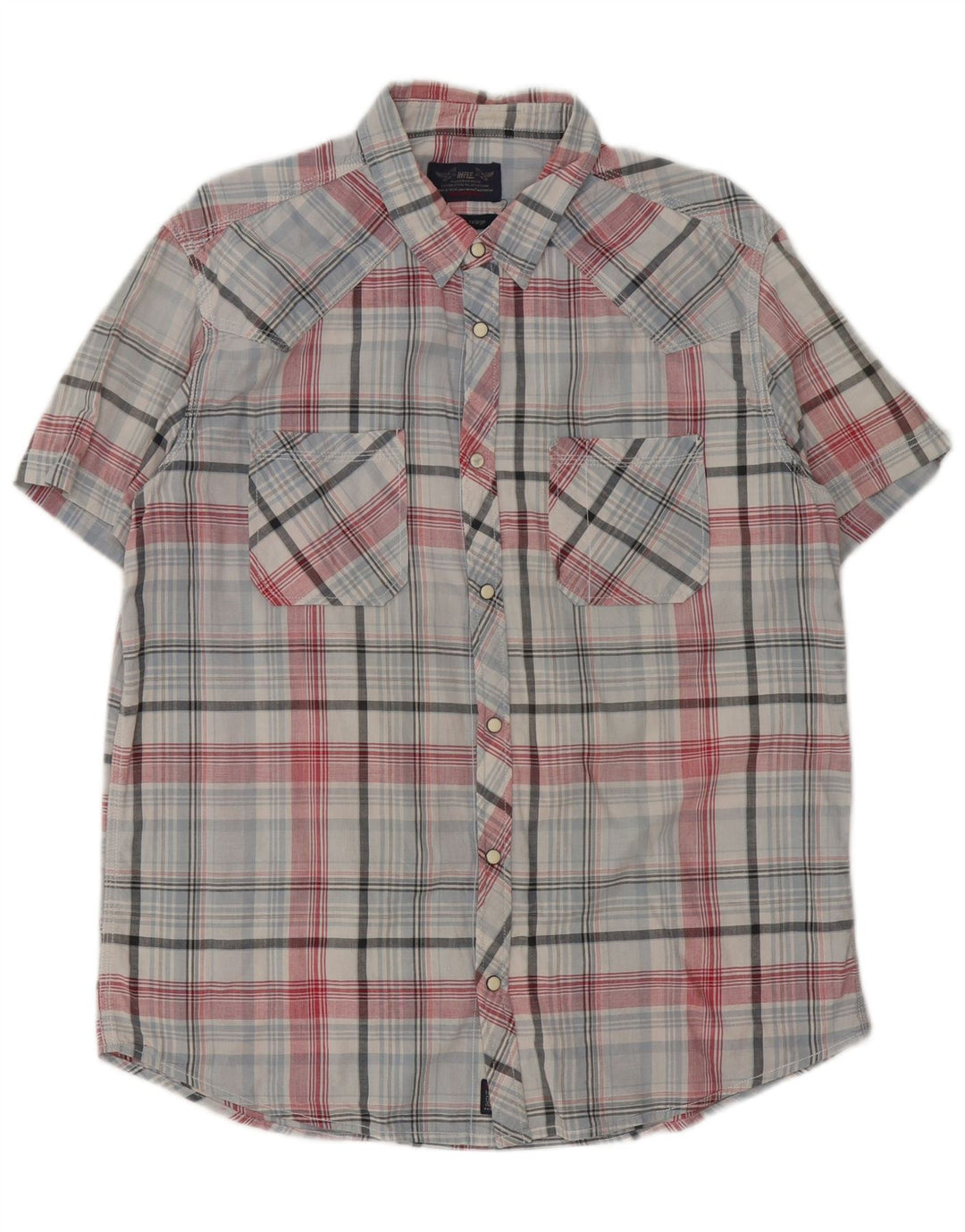 Rifle Camisa de manga corta para hombre 2XL Algodón a cuadros azul