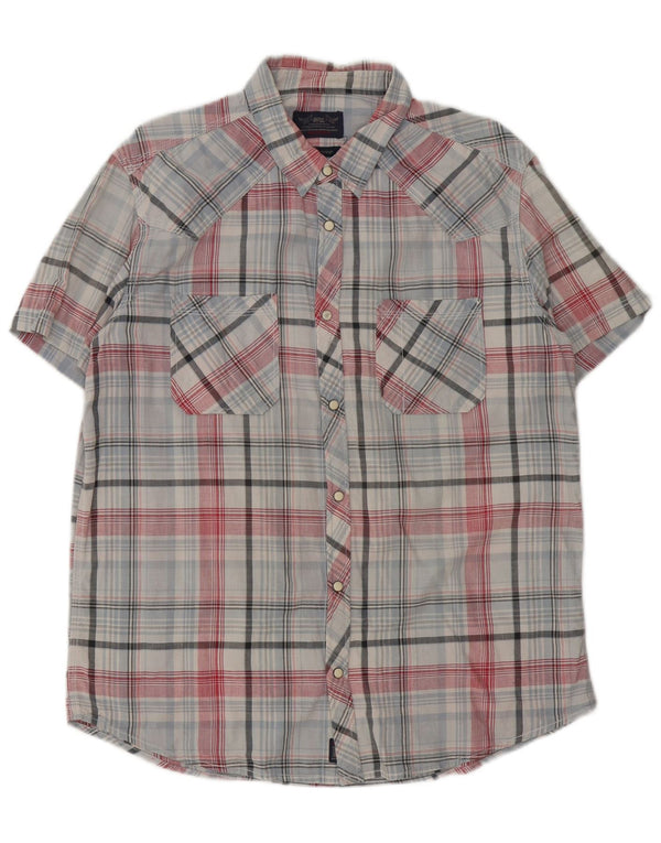 Rifle Mens Short Sleeve Shirt 2XL Blue Check Cotton