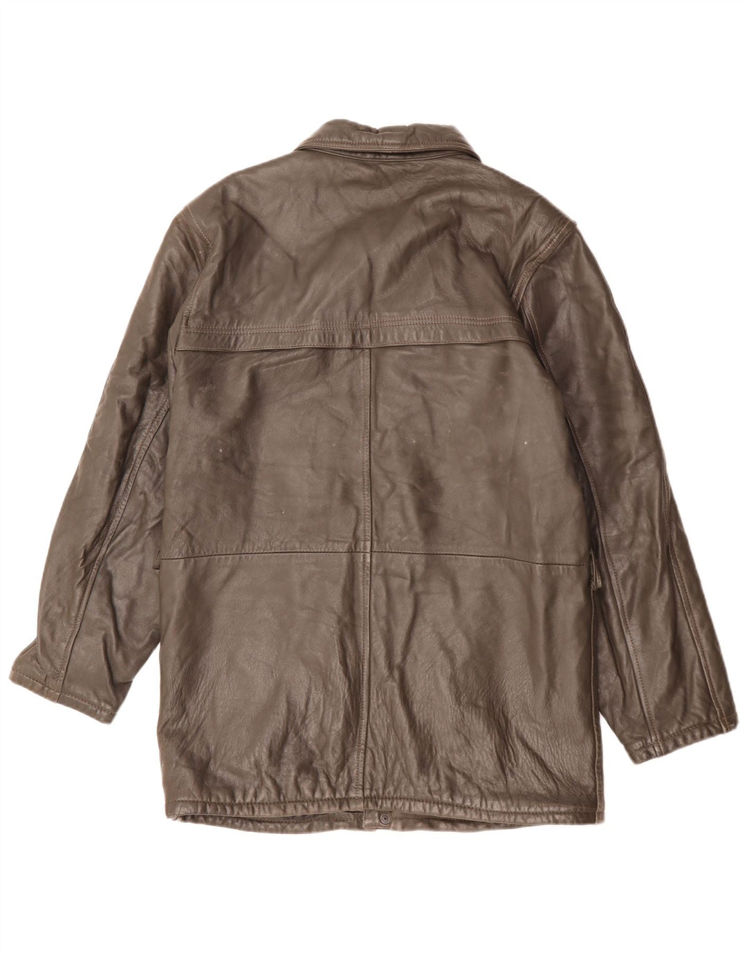 Chaqueta de cuero vintage para hombre IT 48 cuero marrón medio