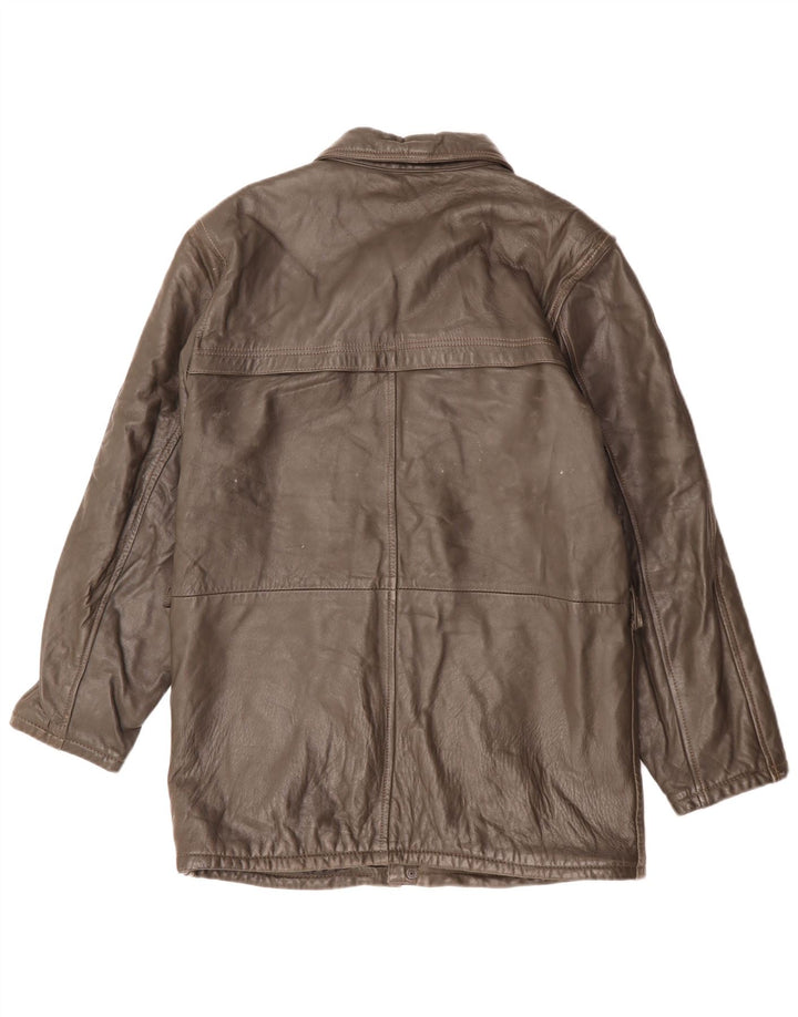 Chaqueta de cuero vintage para hombre IT 48 cuero marrón medio