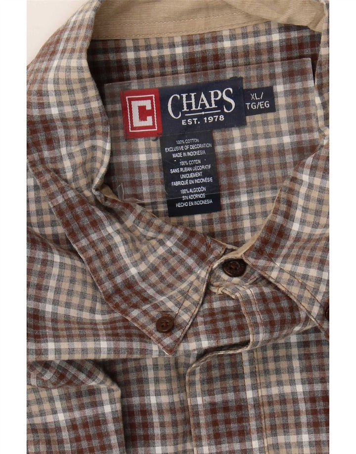 Chaps Camisa Hombre XL Marrón Cuadros Algodón