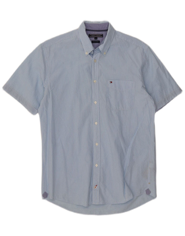 Camisa Tommy Hilfiger New York Fit de manga corta para hombre, color azul medio