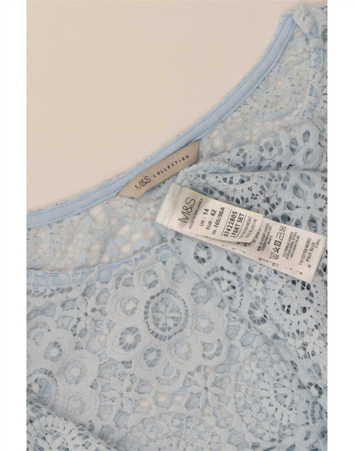 Marks & Spencer Blusa para mujer Top UK 44 Grande Poliamida floral azul