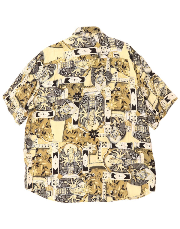 Boulee Hombre Camisa Manga Corta Estampado Abstracto XL Viscosa Verde