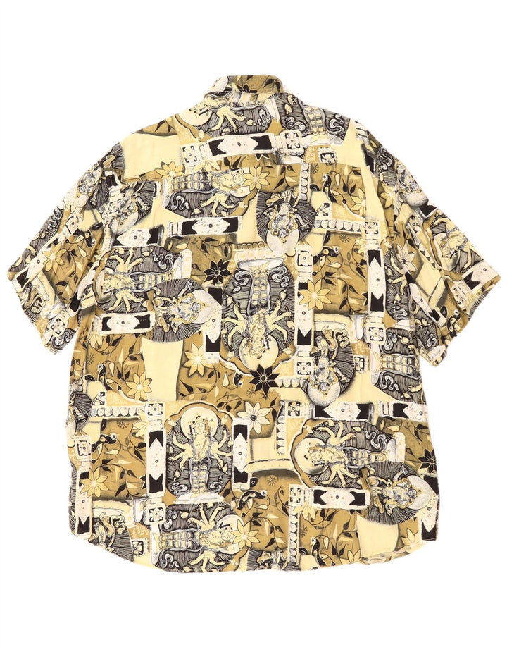 Boulee Hombre Camisa Manga Corta Estampado Abstracto XL Viscosa Verde