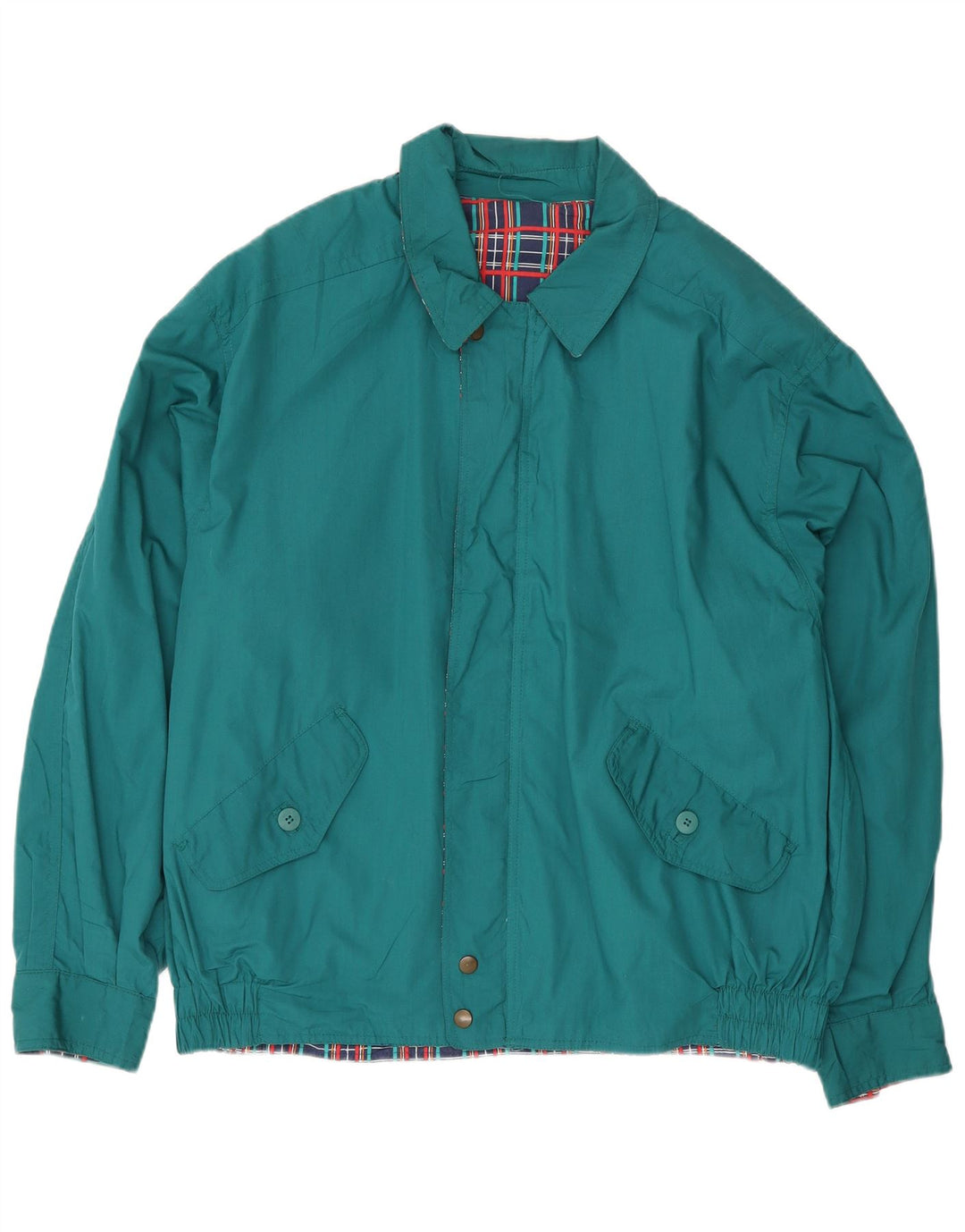 Vintage hombres chaqueta reversible Reino Unido 40 poliéster verde grande