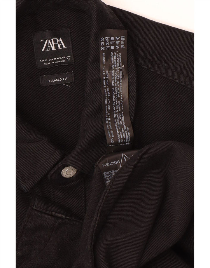 Zara Hombre Camisa Vaquera De Corte Relajado Algodón Negro Mediano