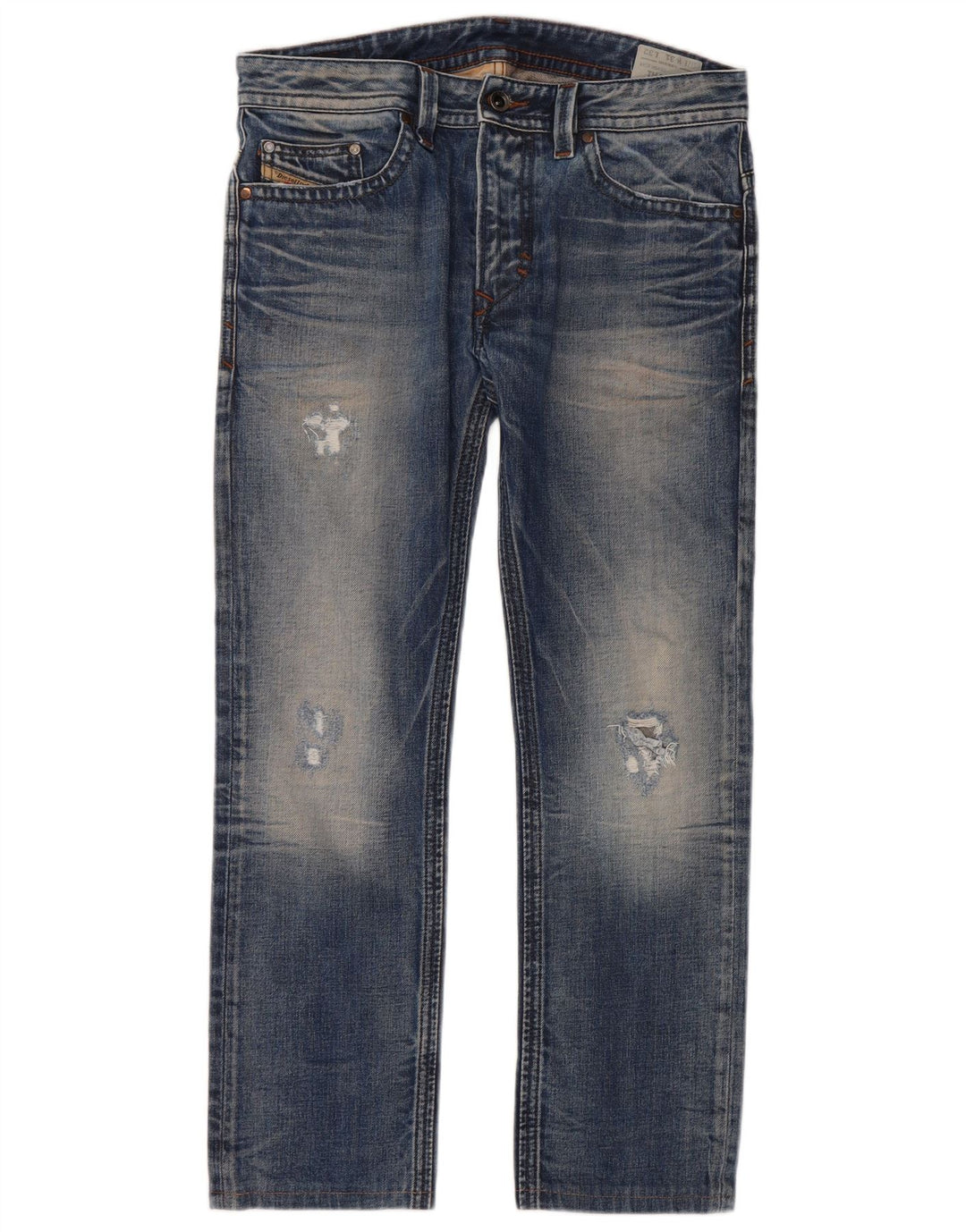 Diesel Hombre Thavar Vaqueros Rectos Desgastados W31 L27 Azul