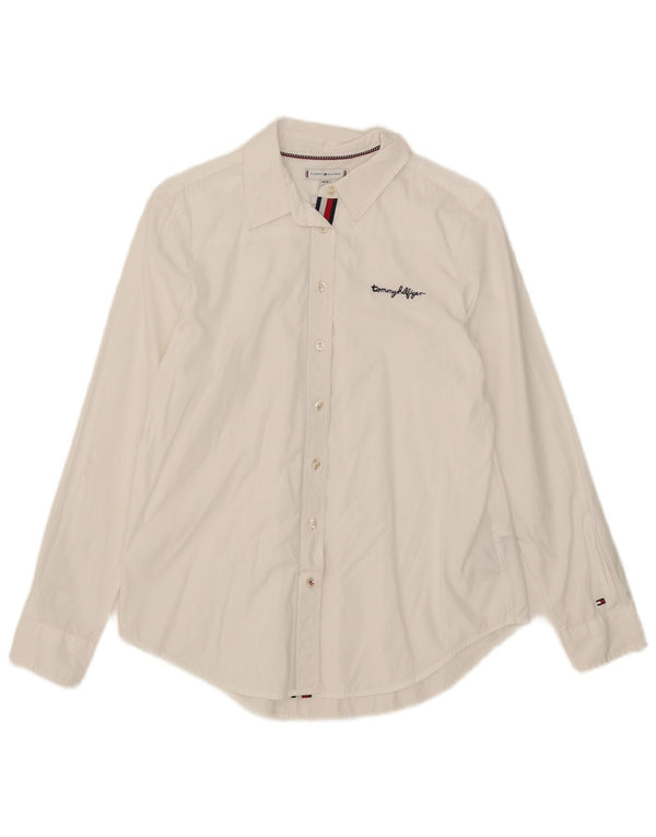 Tommy Hilfiger Camisa de corte relajado para mujer UK 10 Small White Cotton