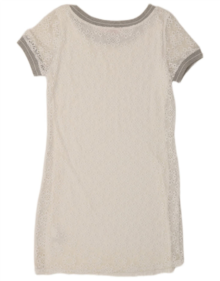 Desigual Vestido tubo para mujer UK 40 Mediano Poliamida floral blanca
