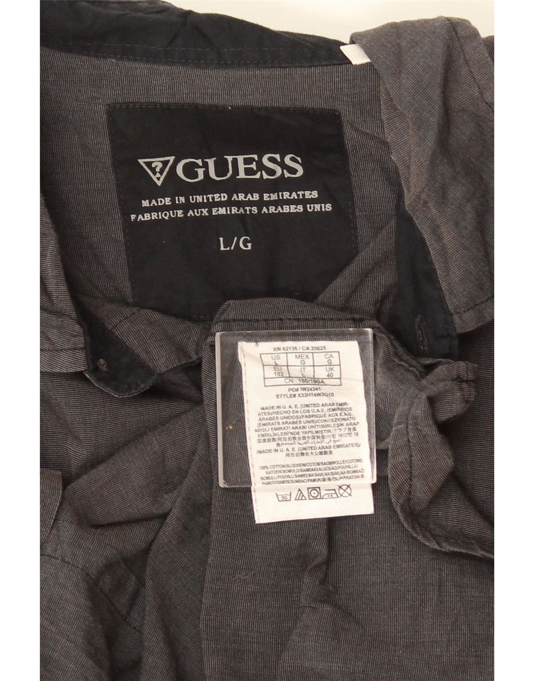 Guess Camisa De Manga Corta Para Hombre Grande Gris Algodón