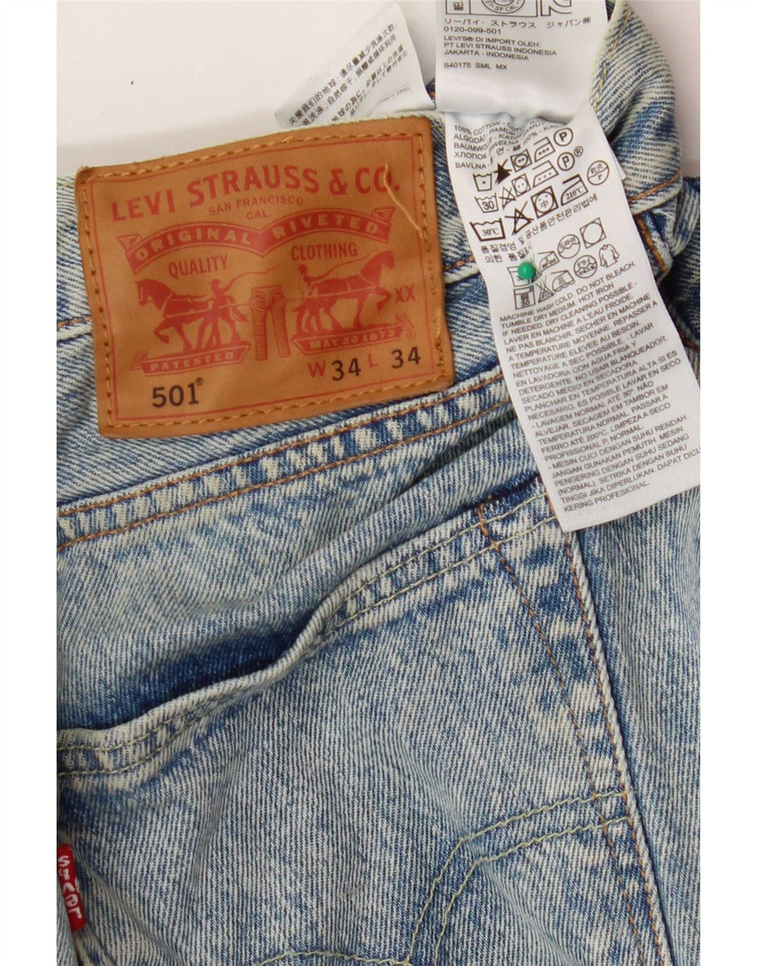 Levi's Jeans rectos desgastados 501 para hombre W34 L34 Algodón azul