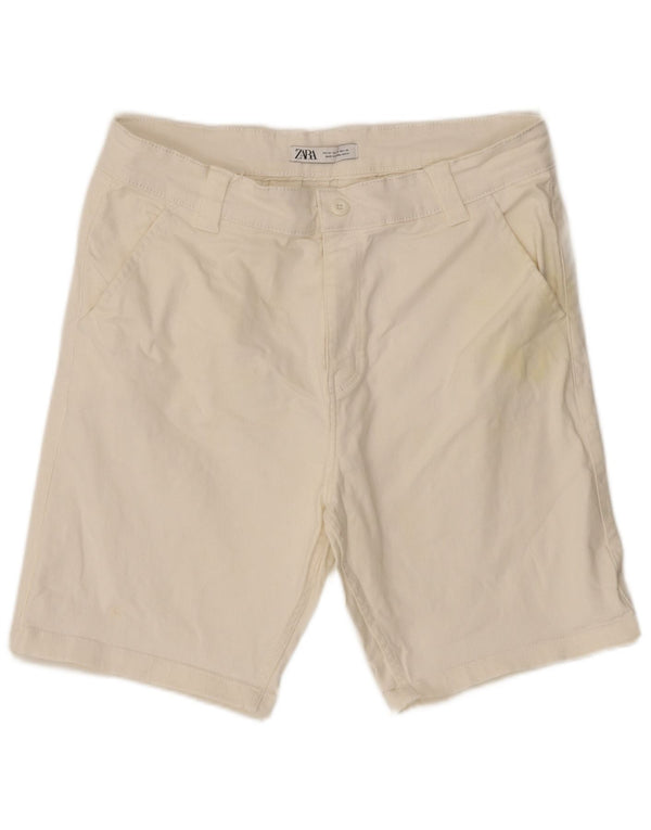 Zara Mens Chino Shorts EU 42 Large W32 Algodón Blanco