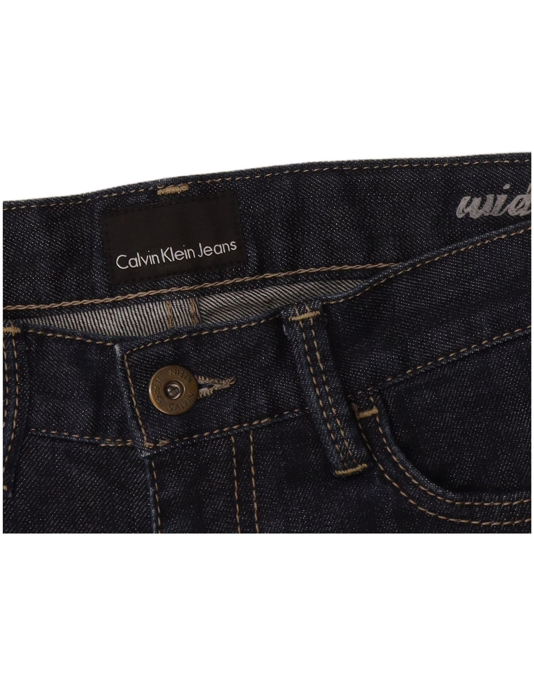 Calvin Klein Shorts De Mezclilla De Pierna Ancha Para Mujer W28 Azul Marino Medio